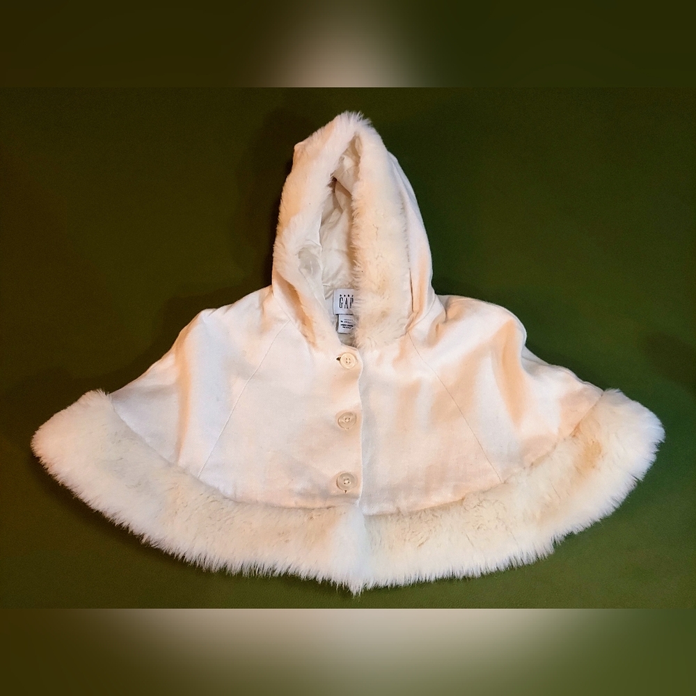 Gap White Hooded Cape Toddler Girl  18-24 Month